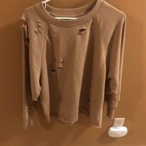 Distressed tan sweatshirt